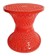 Kuber Industries Mesh Design Both Sided Plastic Sitting Stool for Indoor & Outdoor in Damroo Style- Pack of 2 (Orange & Yellow), Standard, (HS_38_KUBMART021804)